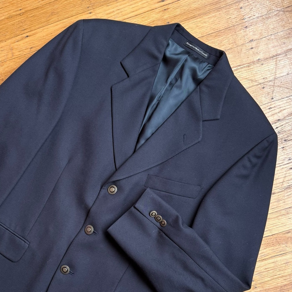 OSCAR DE LA RENTA Vintage 1980s-1990s Navy Wool Blazer